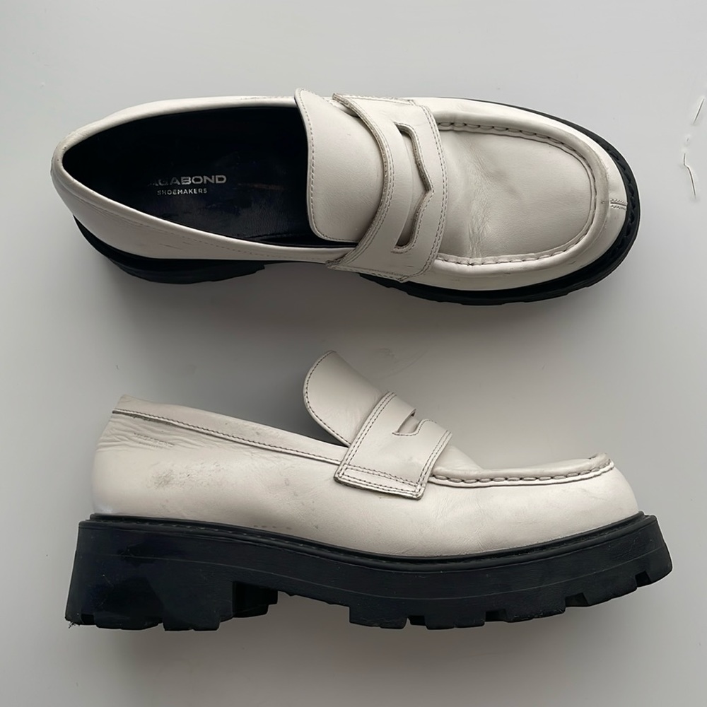 Vagabond Cosmo 2.0 off white lug sole chunky loafers